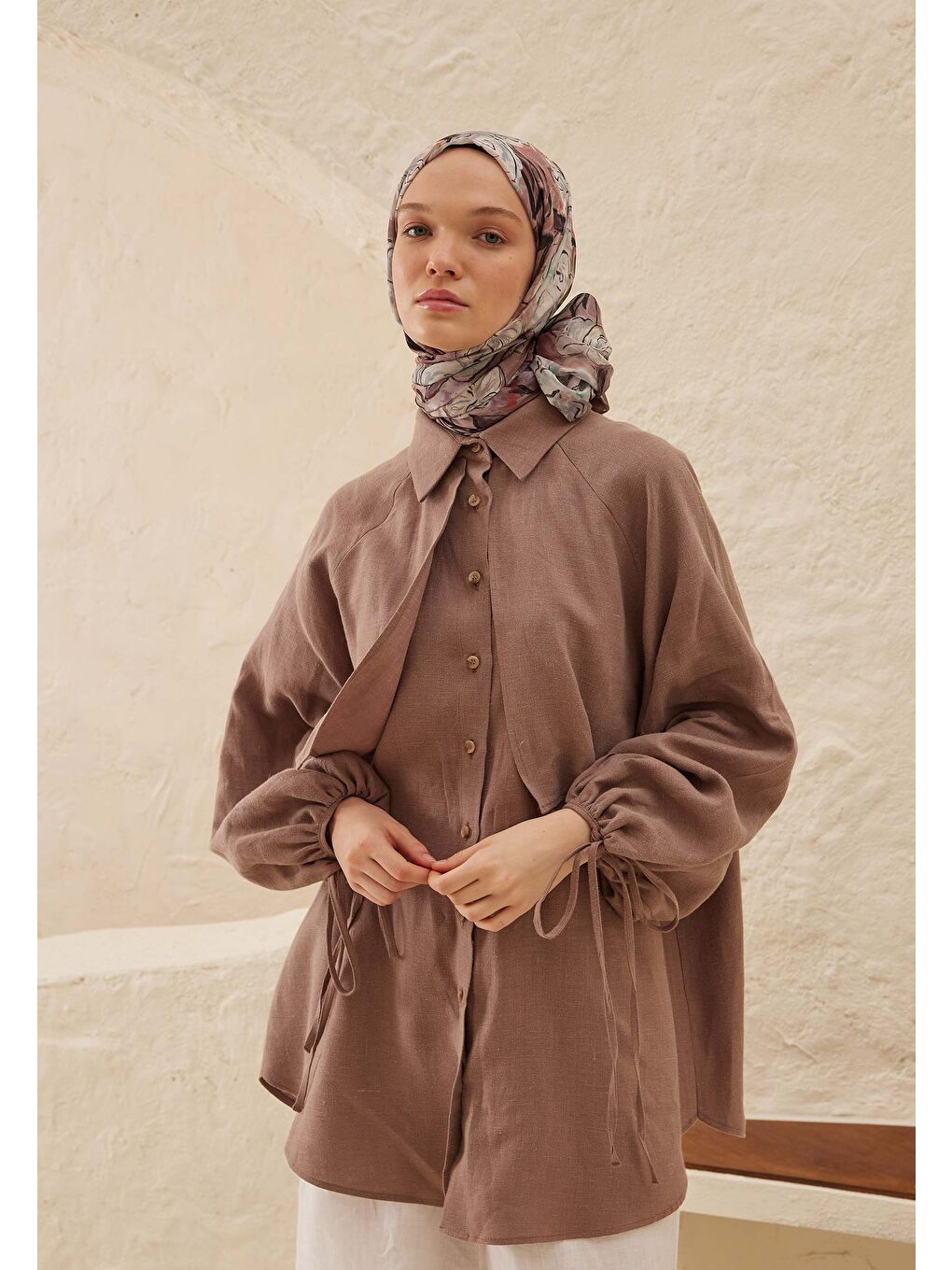 Pembe Linda Desen Rami Şal Gül Kurusu