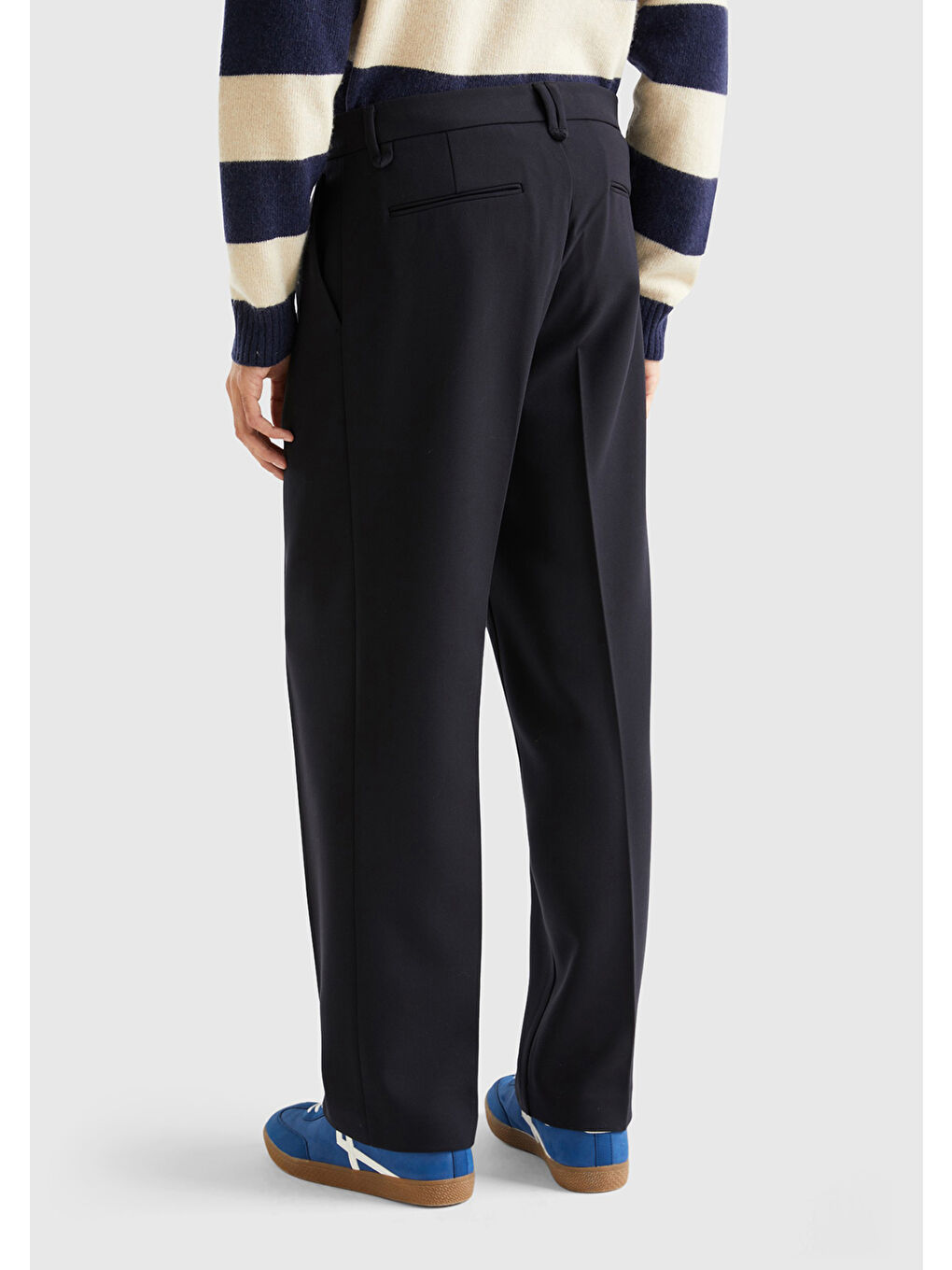 Siyah Viskoz Karışımlı Bol Paça Erkek Pantolon-2