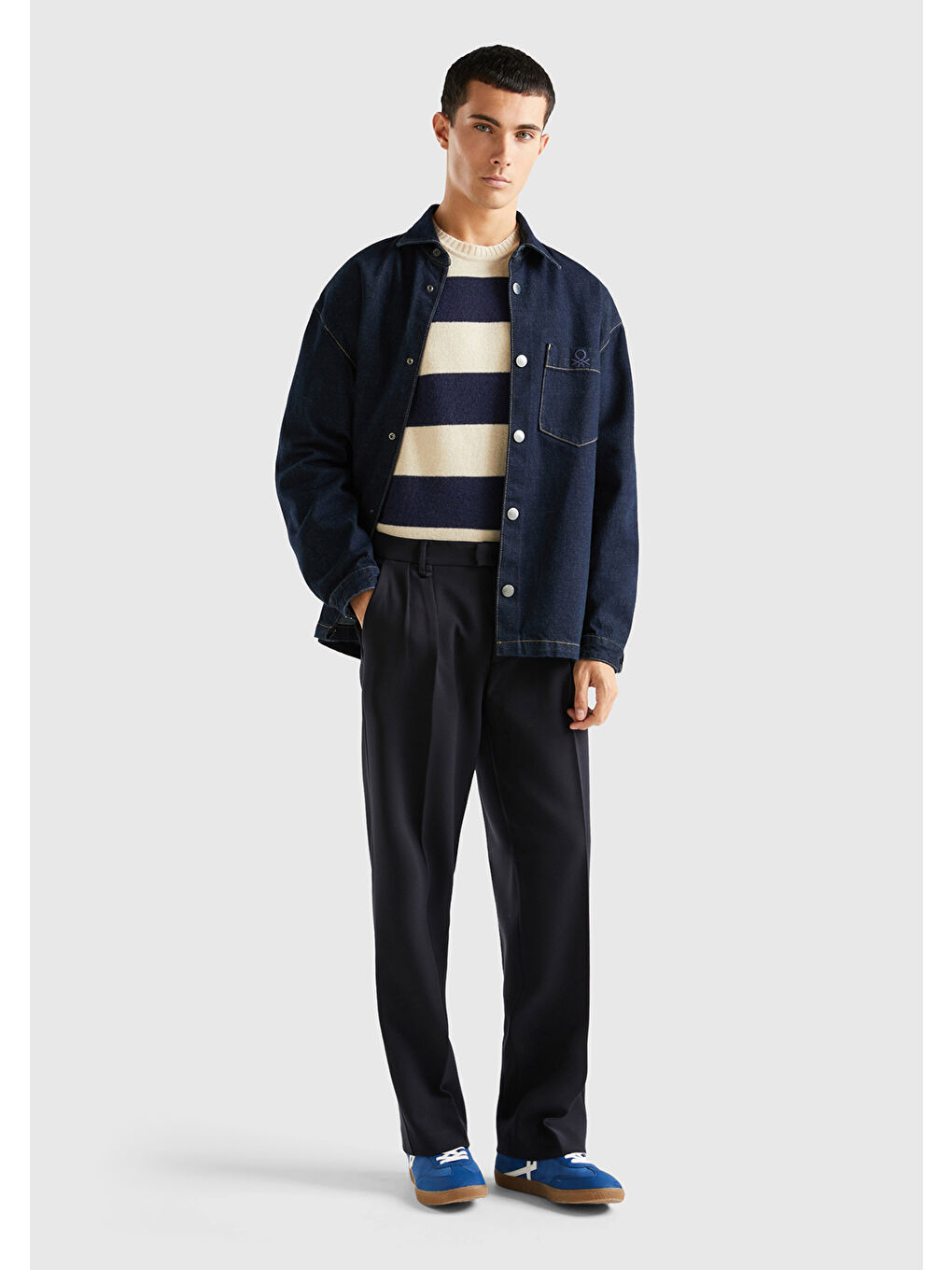 Siyah Viskoz Karışımlı Bol Paça Erkek Pantolon-4