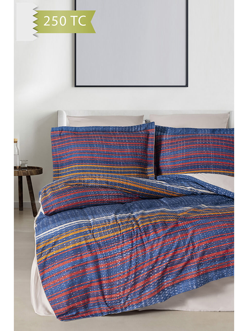 Karışık 250 TC Bambu Karışımlı Pamuk Saten Nevresim Takımı – Family Size - LİNEAR-1