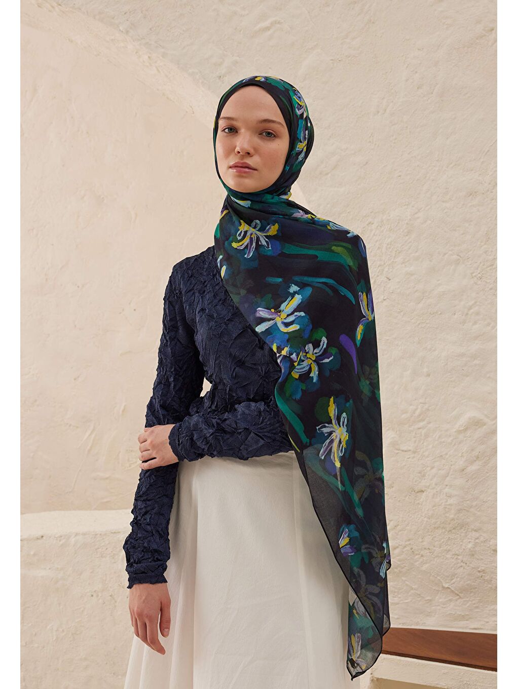 Estelle Desen Rami Şal Lacivert