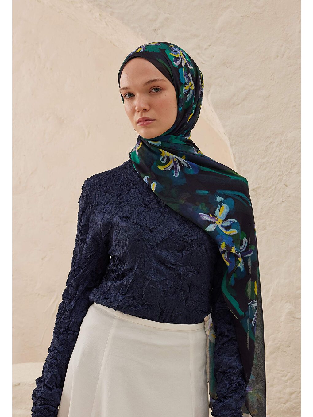 Estelle Desen Rami Şal Lacivert-2