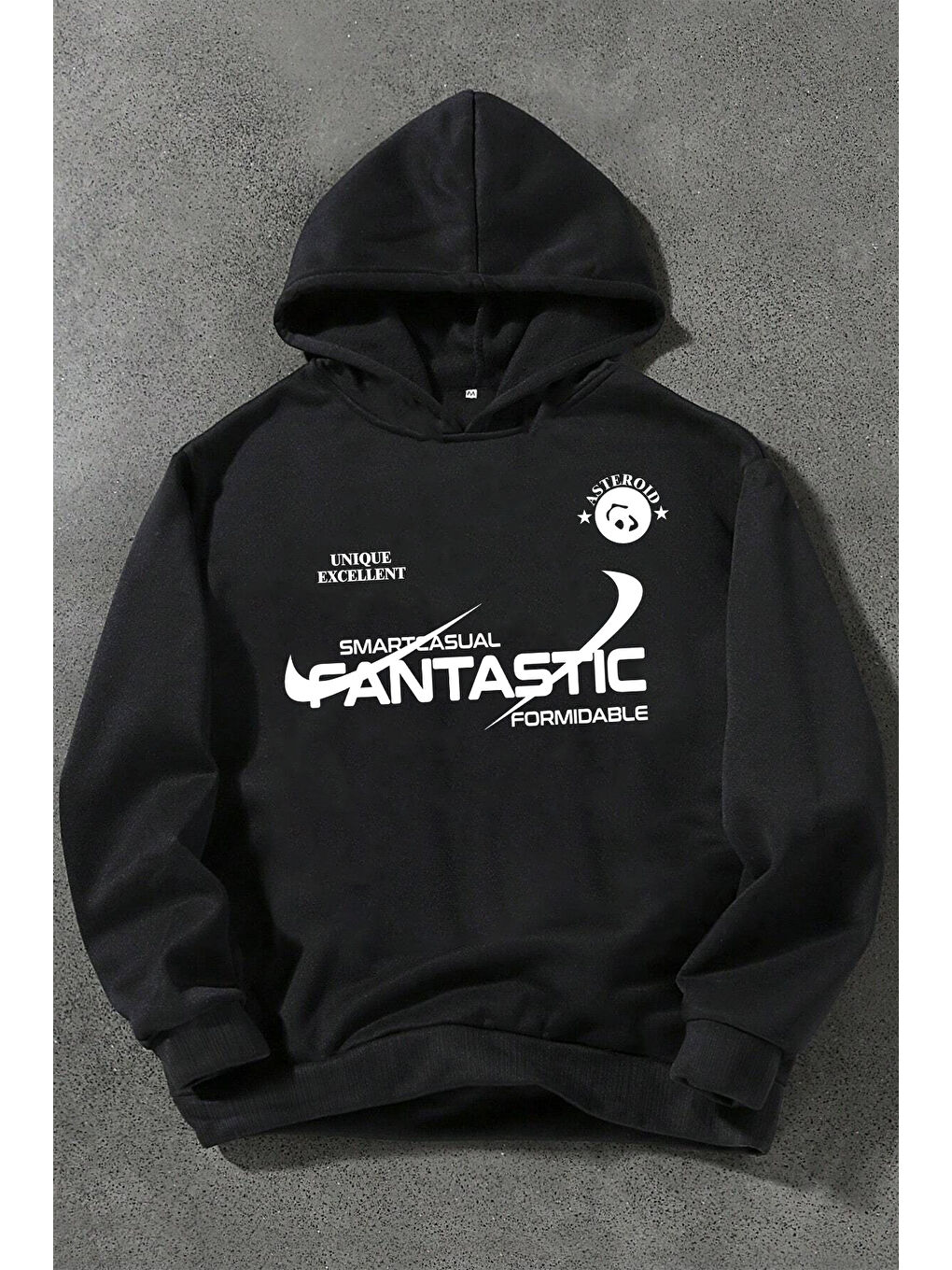 uyguntarz Siyah Fantastic Baskılı Oversize Sweatshirt