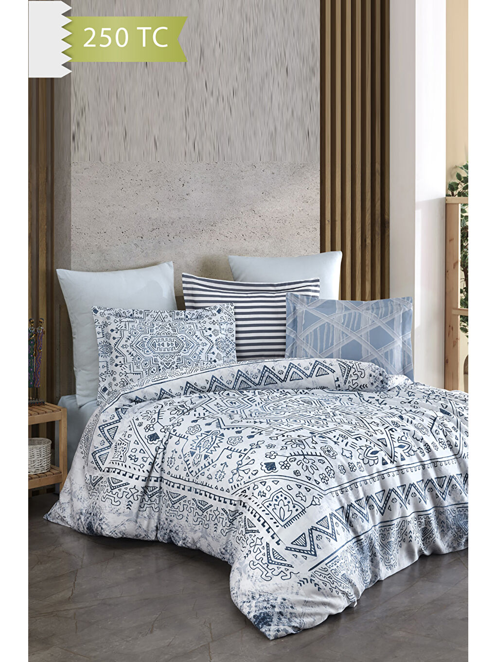 Karışık 250 TC Bambu Karışımlı Pamuk Saten Nevresim Takımı – Family Size - JESOLO