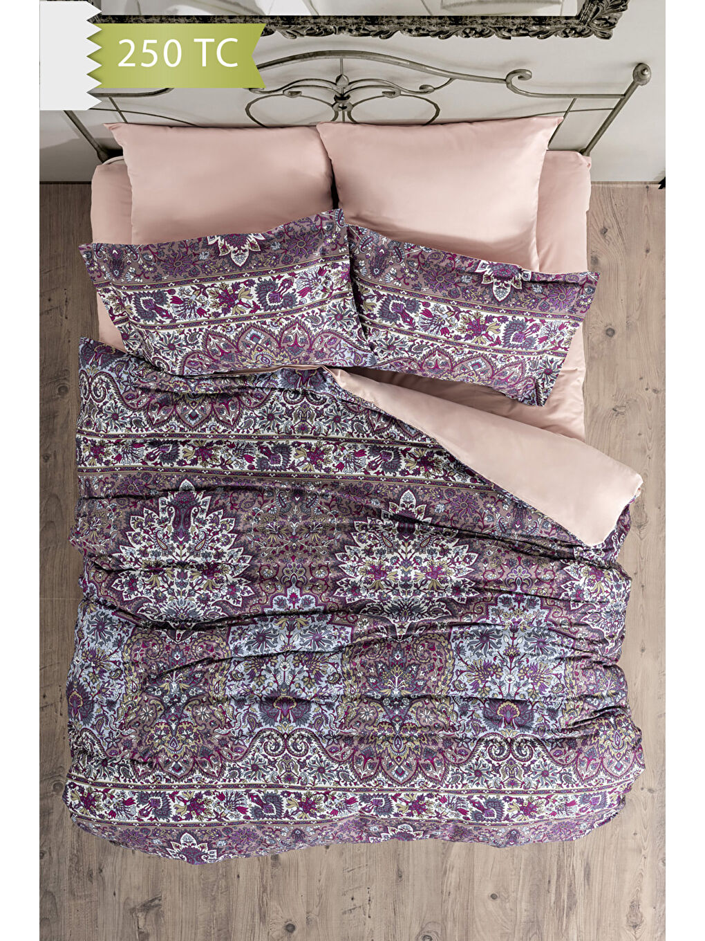 Karışık 250 TC Bambu Karışımlı Pamuk Saten Nevresim Takımı – Family Size - ETERNITY-1