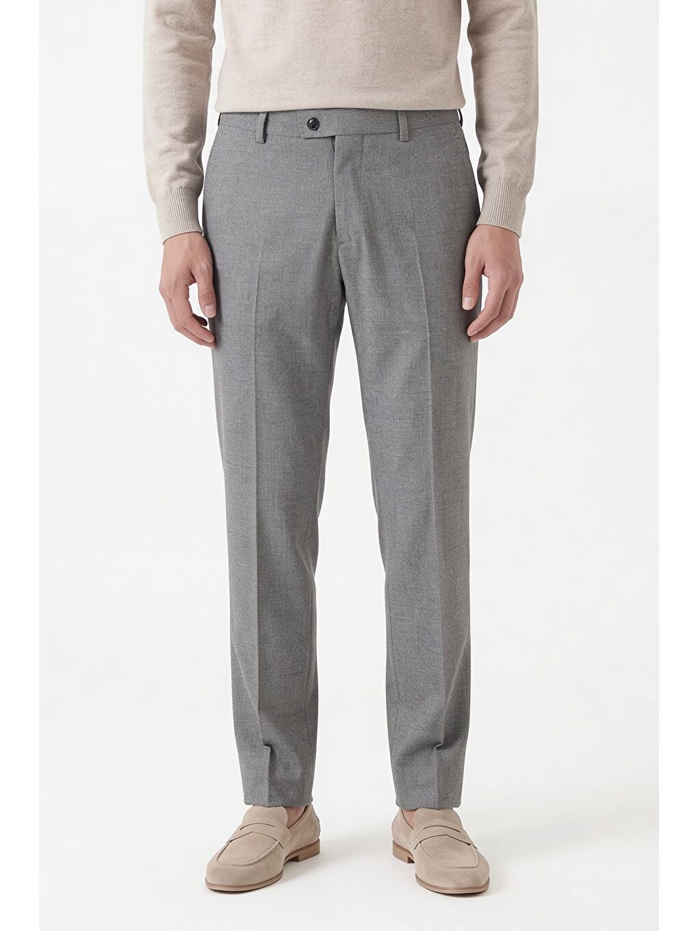 Giotelli Erkek Gri Dar Kesim Slim Fit Viskon Dokuma Yan Cep Normal Bel Pantolon