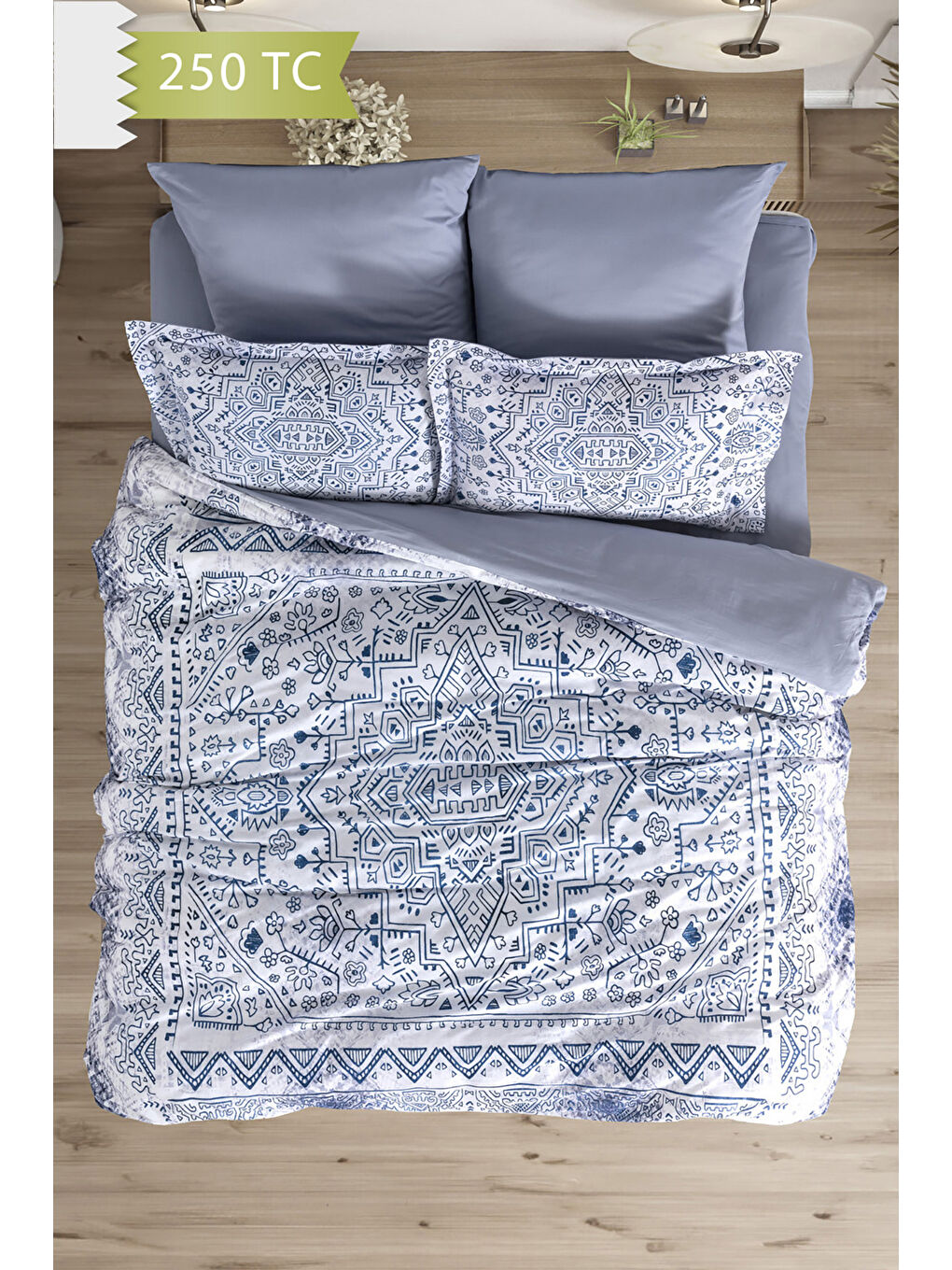 Karışık 250 TC Bambu Karışımlı Pamuk Saten Nevresim Takımı – Family Size - JESOLO-1