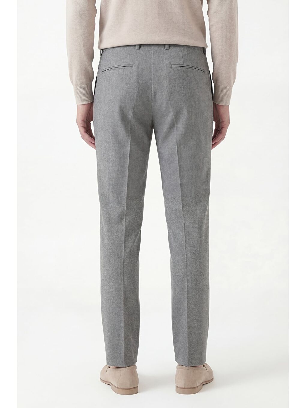 Giotelli Erkek Gri Dar Kesim Slim Fit Viskon Dokuma Yan Cep Normal Bel Pantolon-3