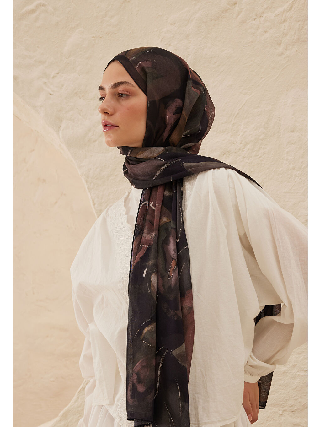 Pembe Dark Garden Desen Rami Şal Gülkurusu-3