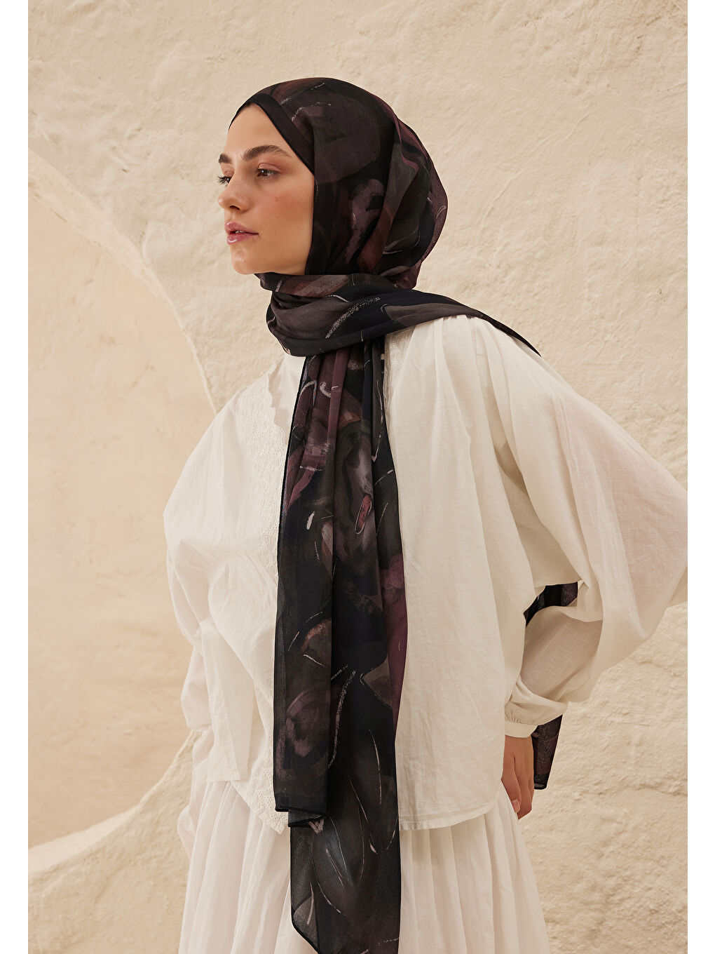 Pembe Dark Garden Desen Rami Şal Gülkurusu-4