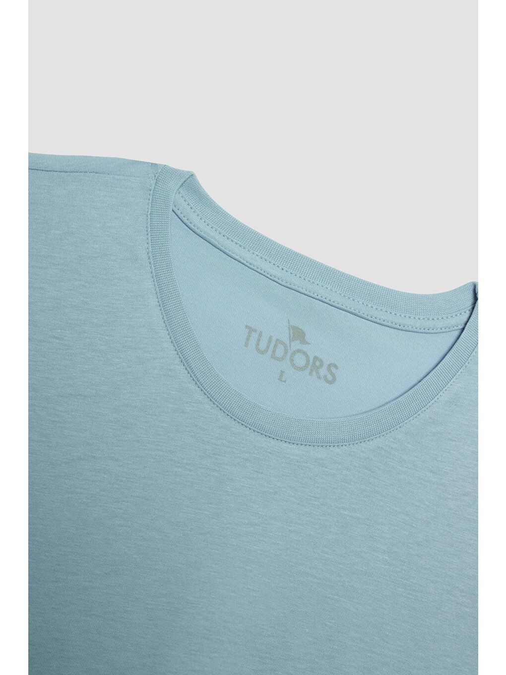 TUDORS Mavi Erkek Slim Fit Mavi Bisiklet Yaka %100 Pamuk Dar Kesim Basic Tişört - 2