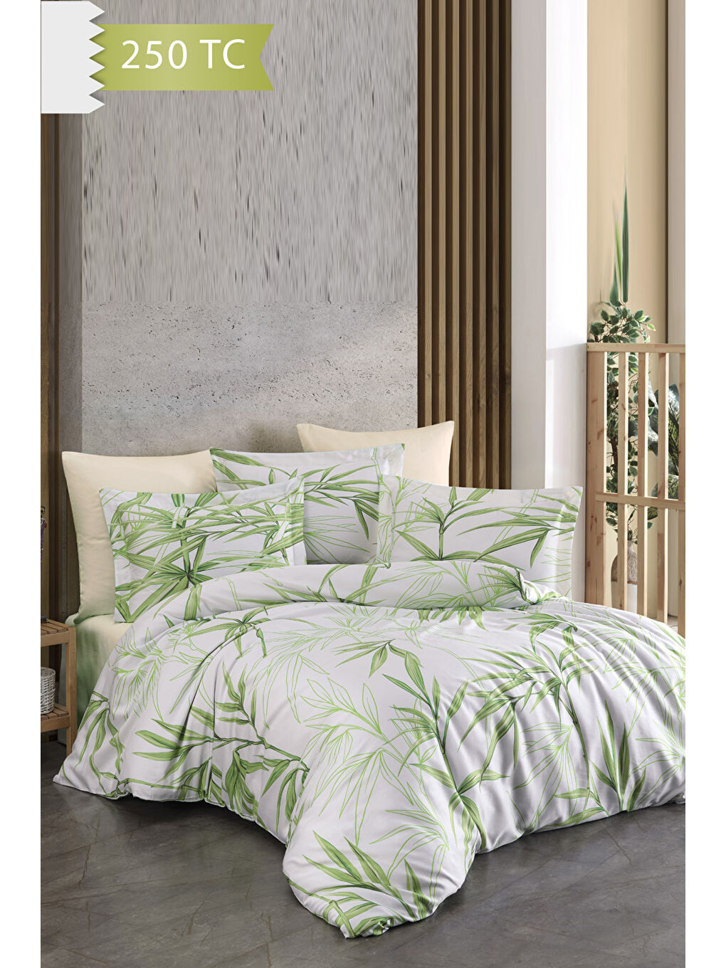 Karışık 250 TC Bambu Karışımlı Pamuk Saten Nevresim Takımı – Family Size - BAMBOO