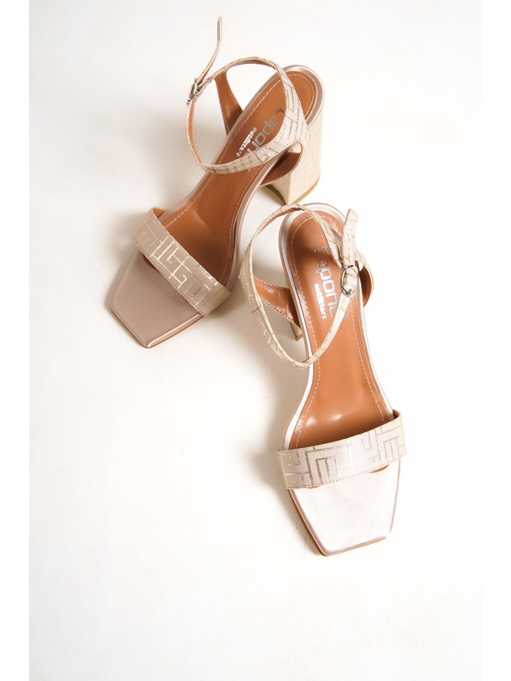 Bej Desenli Kadın Topuklu Ayakkabı