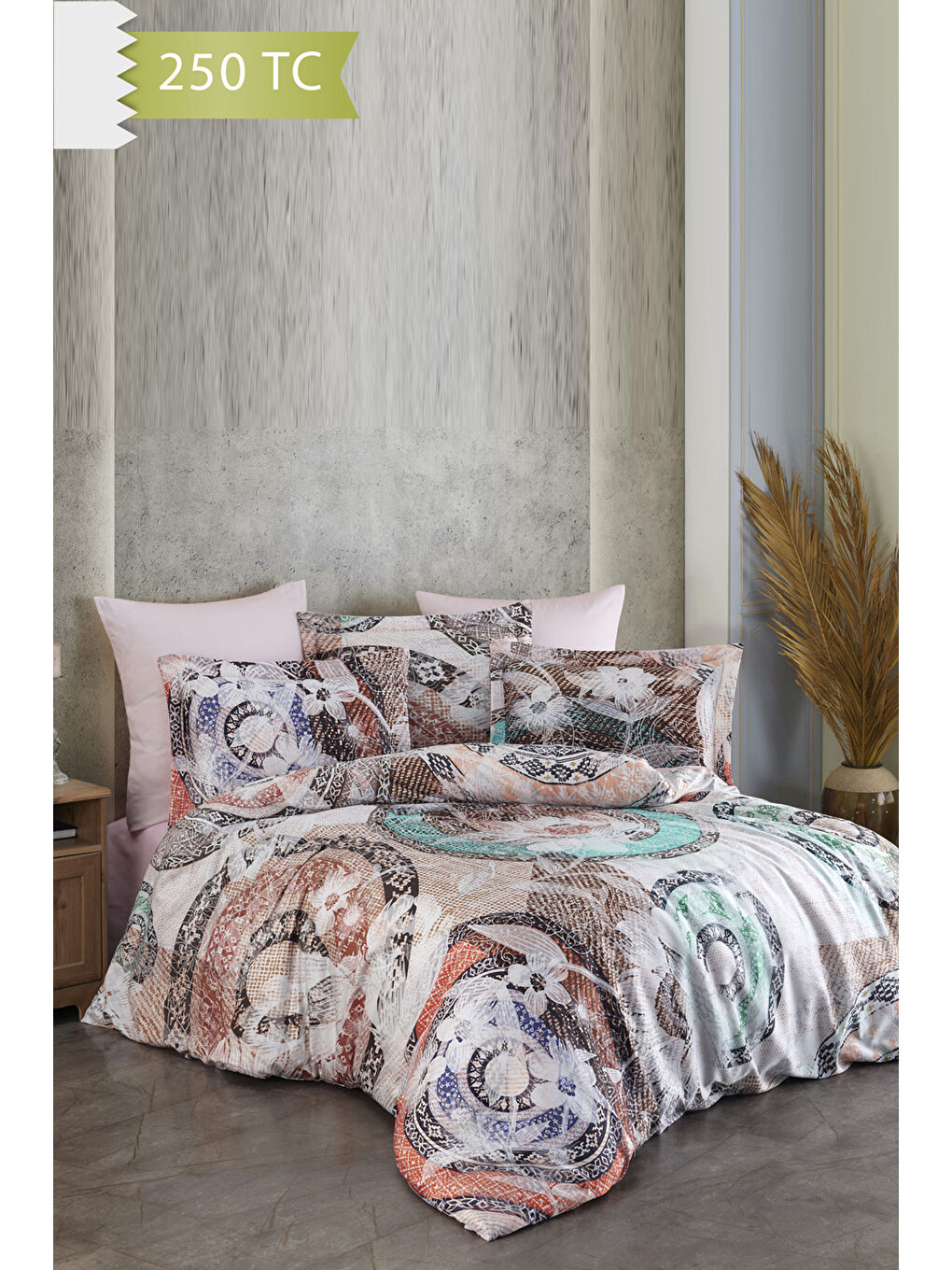 Karışık 250 TC Bambu Karışımlı Pamuk Saten Nevresim Takımı – Family Size - FİOSOLE