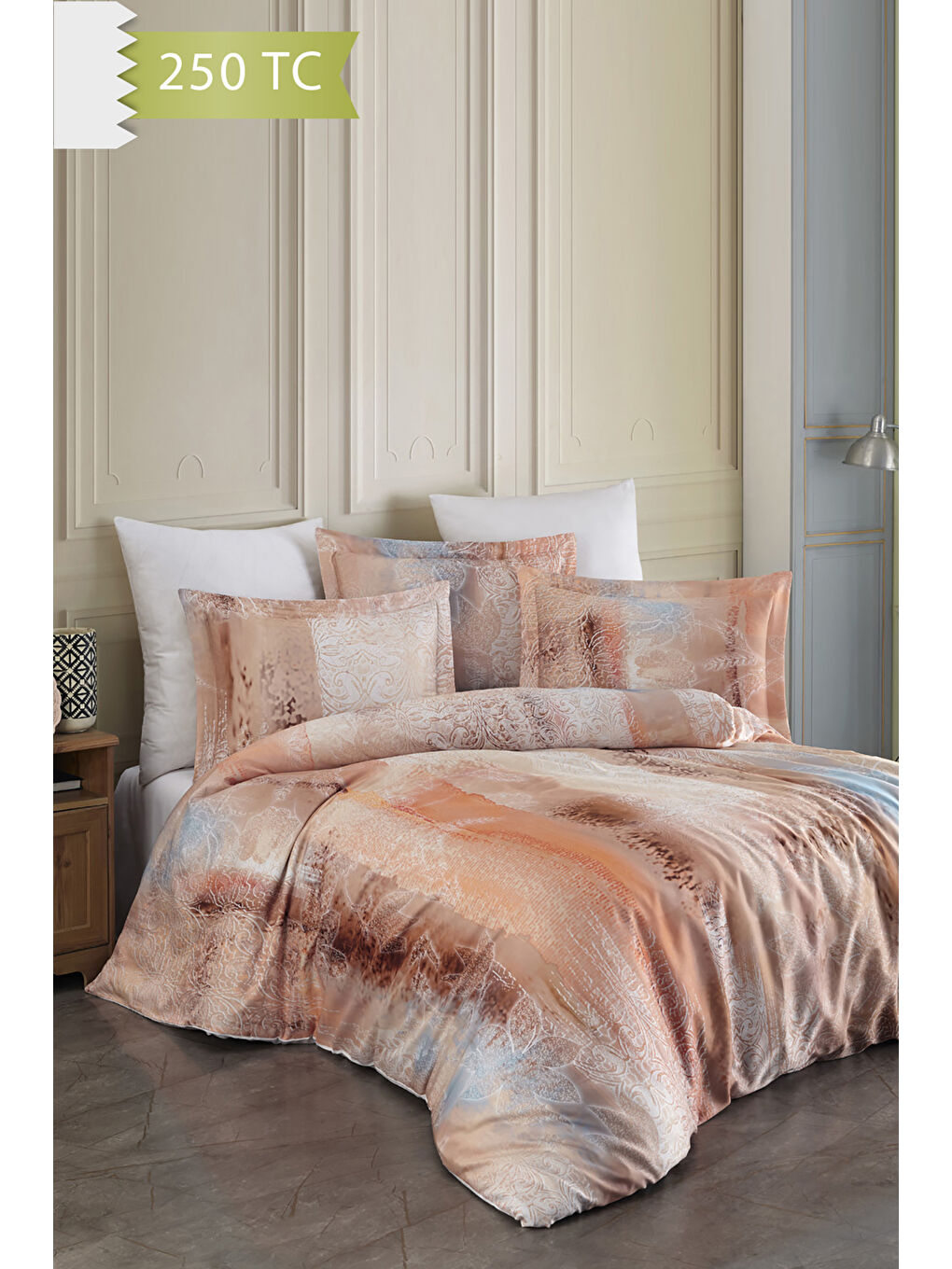 Karışık 250 TC Bambu Karışımlı Pamuk Saten Nevresim Takımı – Family Size - DELMORE