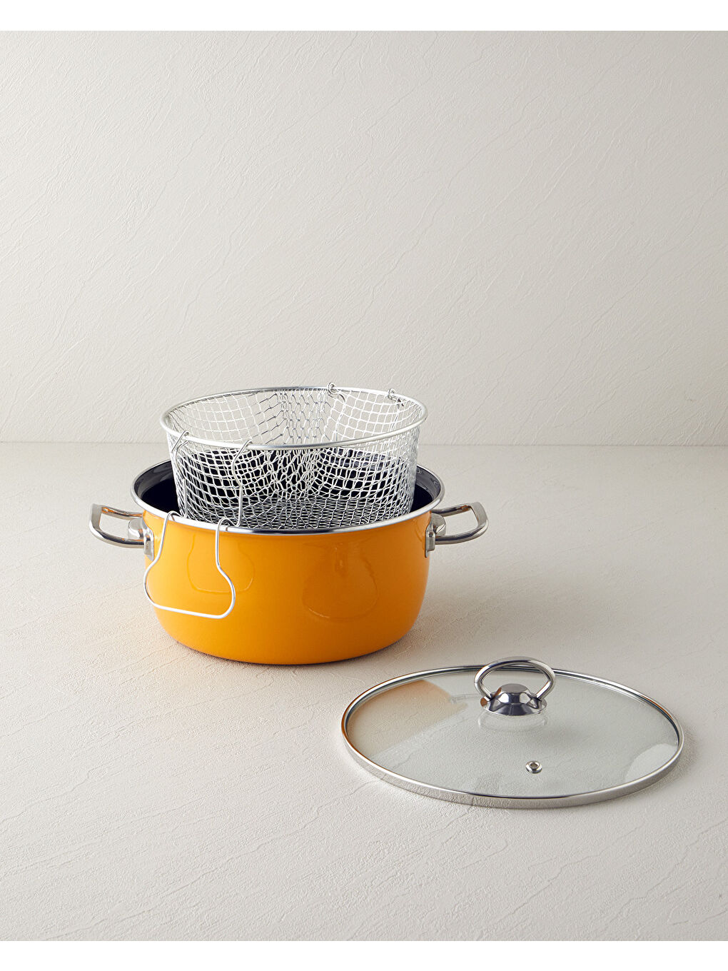 Sarı Sartagi Emaye Kızartma Tenceresi 22 cm Hardal-1