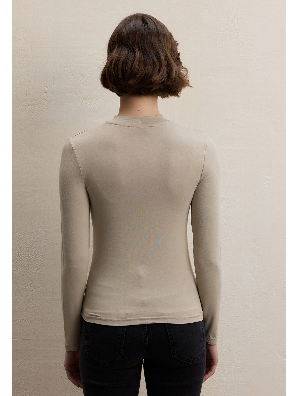 Bej Uzun Kol Bambu Body Taş-2