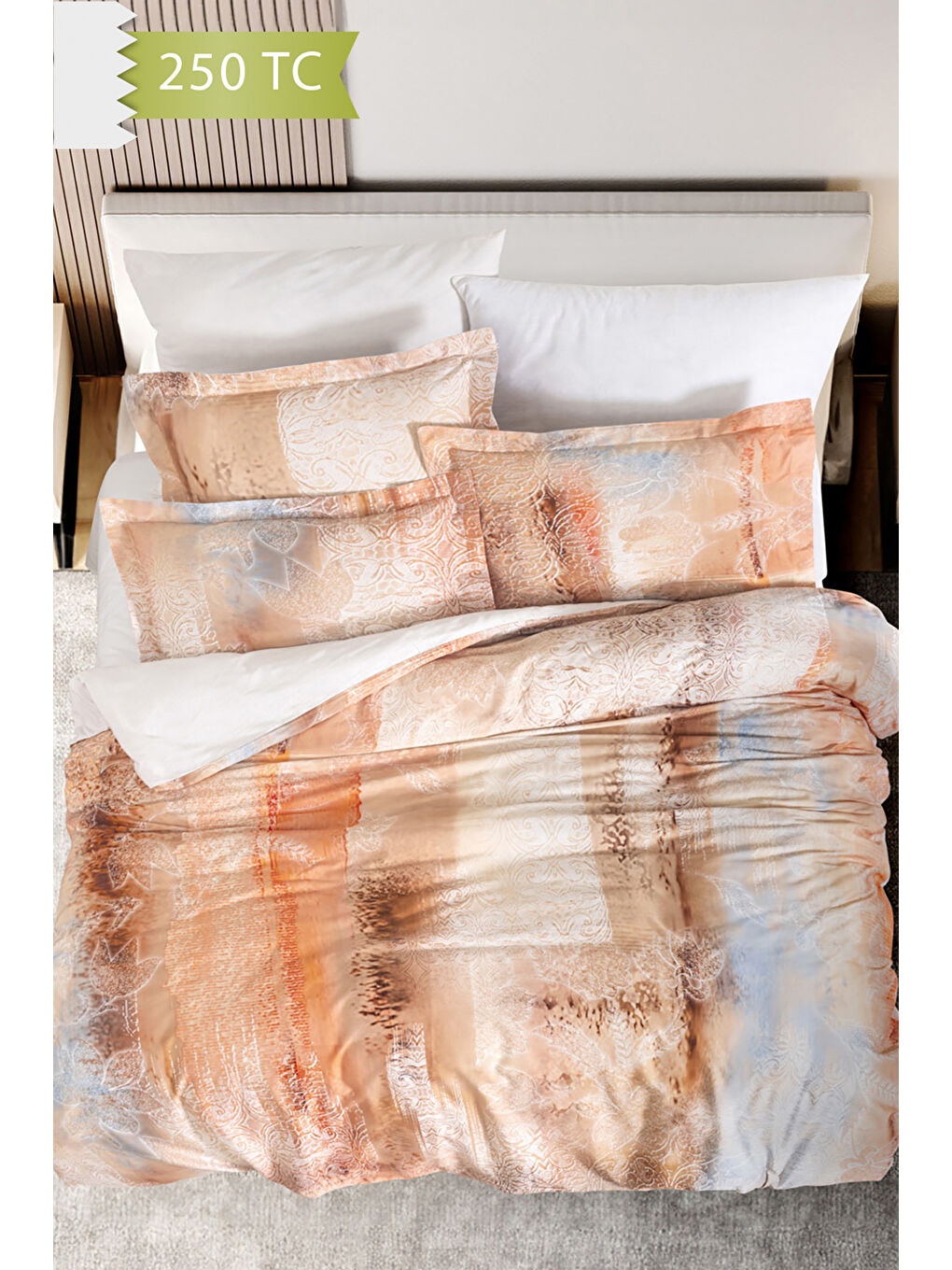 Karışık 250 TC Bambu Karışımlı Pamuk Saten Nevresim Takımı – Family Size - DELMORE-1