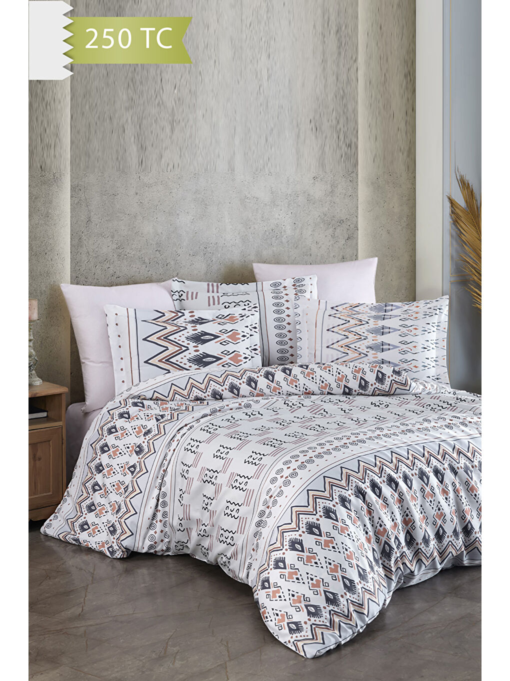 Karışık 250 TC Bambu Karışımlı Pamuk Saten Nevresim Takımı – Family Size - CORSO