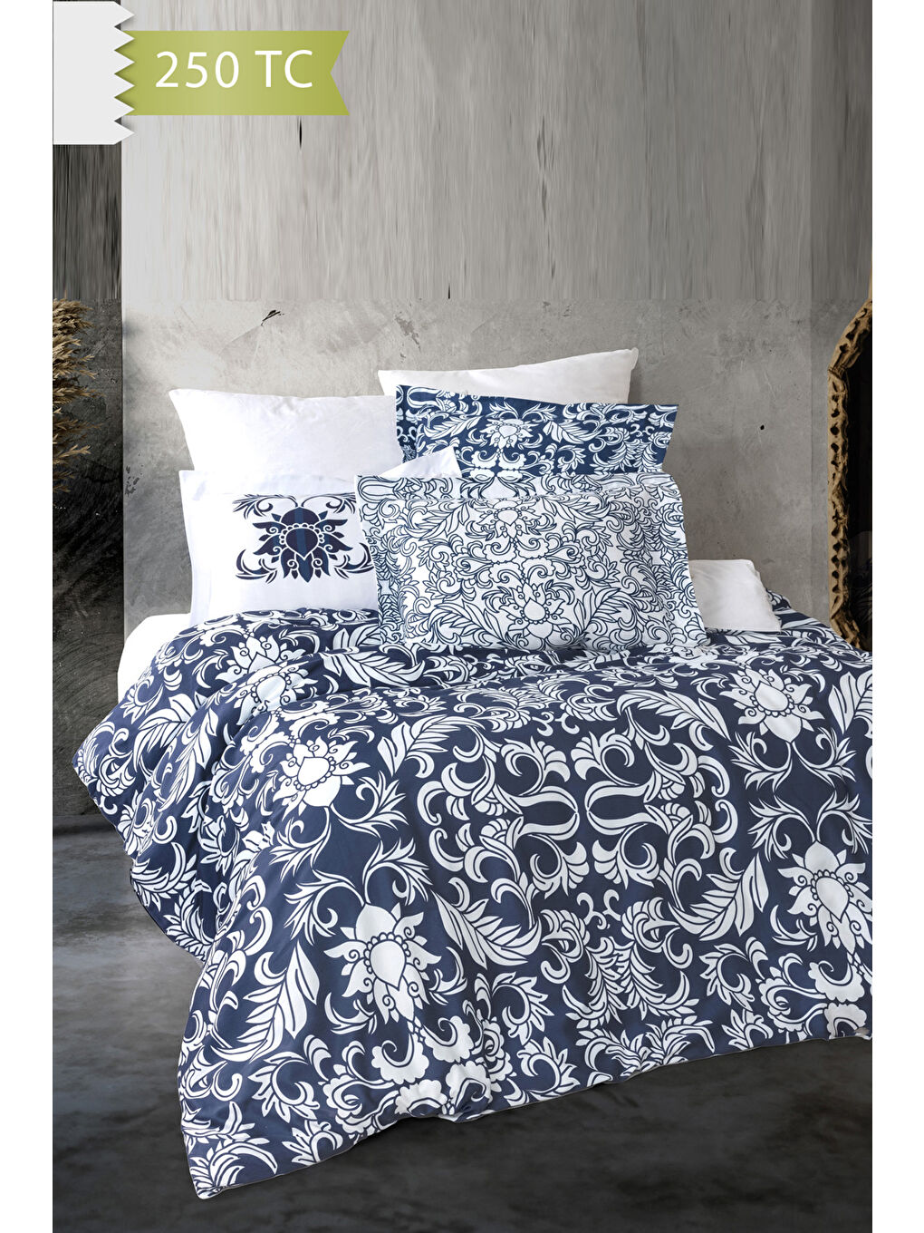 Karışık 250 TC Bambu Karışımlı Pamuk Saten Nevresim Takımı – Family Size - CAPRİ-1