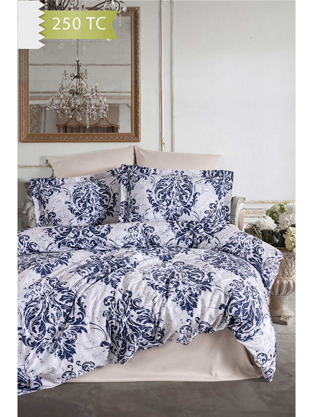 Karışık 250 TC Bambu Karışımlı Pamuk Saten Nevresim Takımı – Family Size - TİVOLİ-1