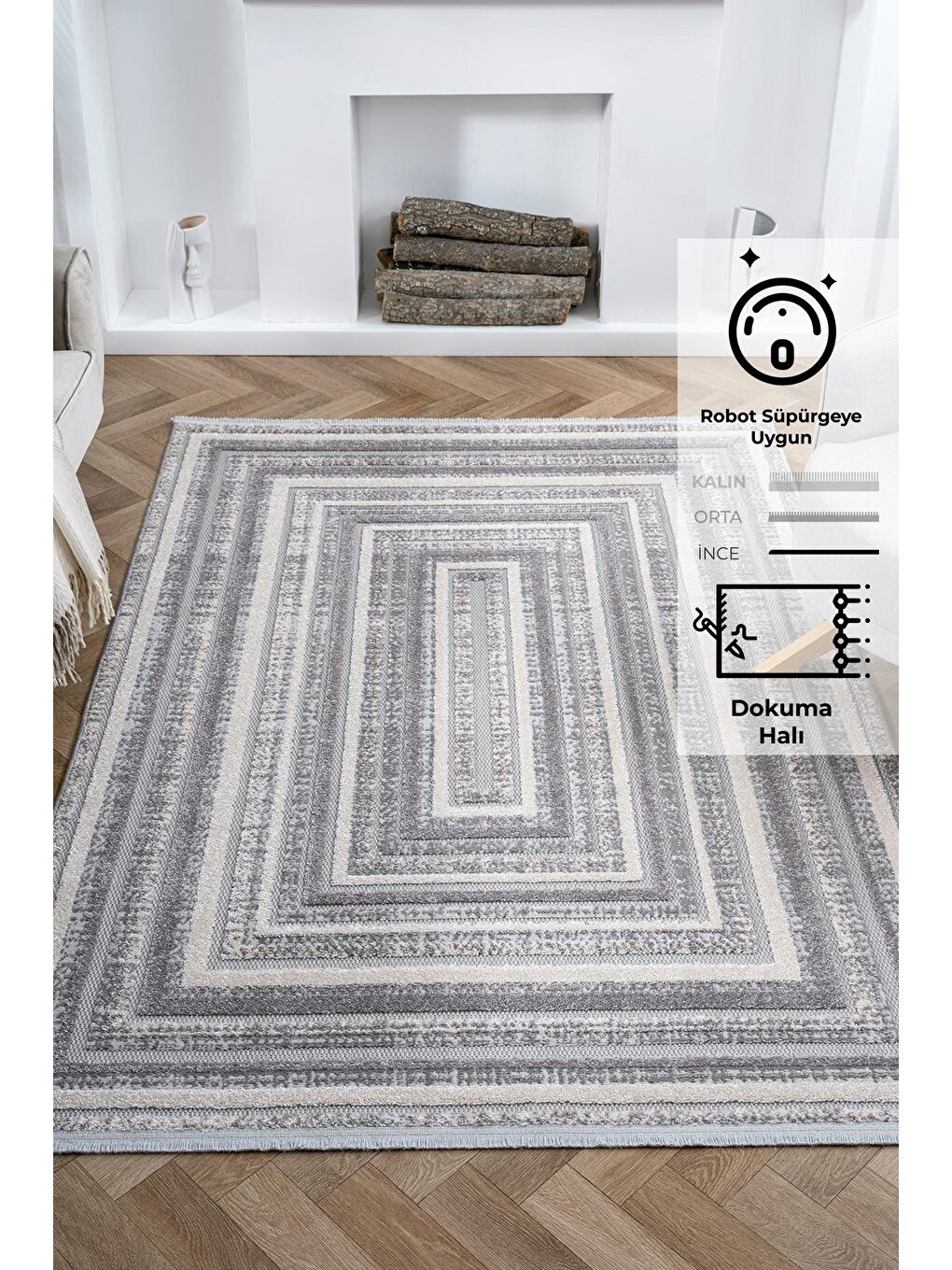 Gri Value 9904 Modern Dokuma Halı-80x150