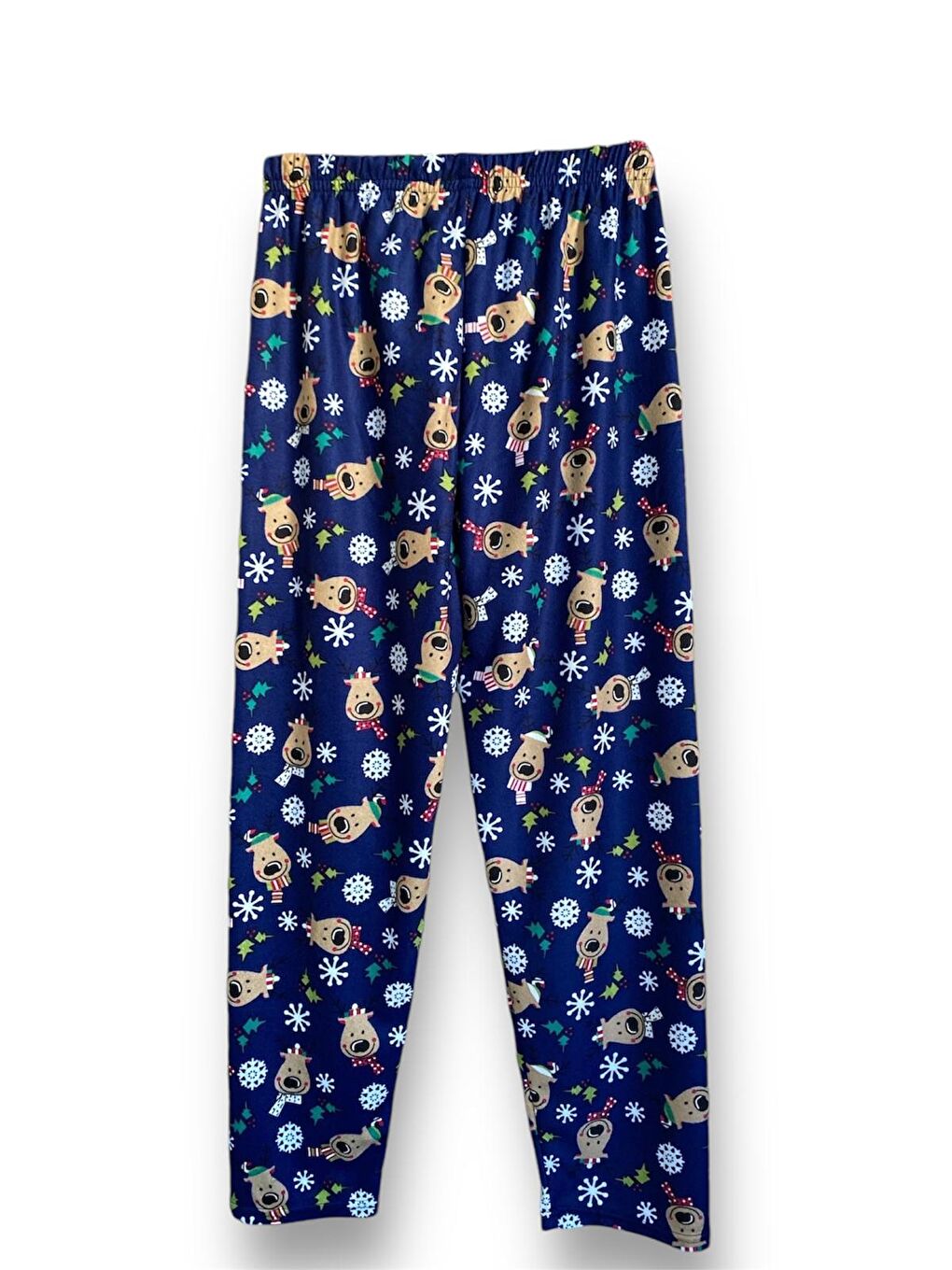 Kadın Lacivert Geyik Desenli Süet Kaliteli Yumuşak Kışlık Pijama Altı