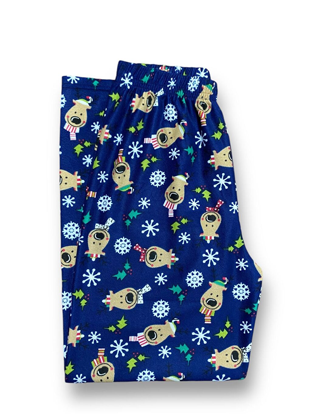 Kadın Lacivert Geyik Desenli Süet Kaliteli Yumuşak Kışlık Pijama Altı-1