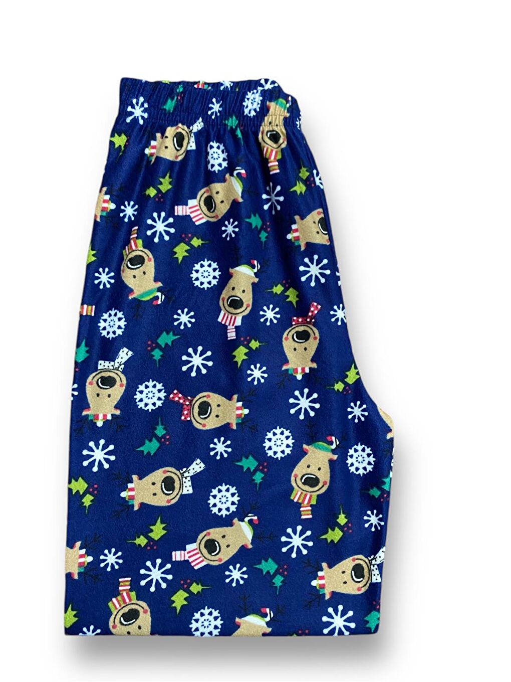 Kadın Lacivert Geyik Desenli Süet Kaliteli Yumuşak Kışlık Pijama Altı-2