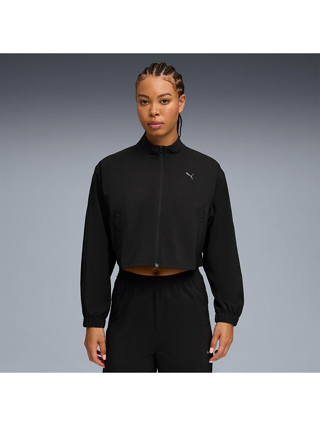 Fashion Kadın Siyah Dik Yaka Ceket