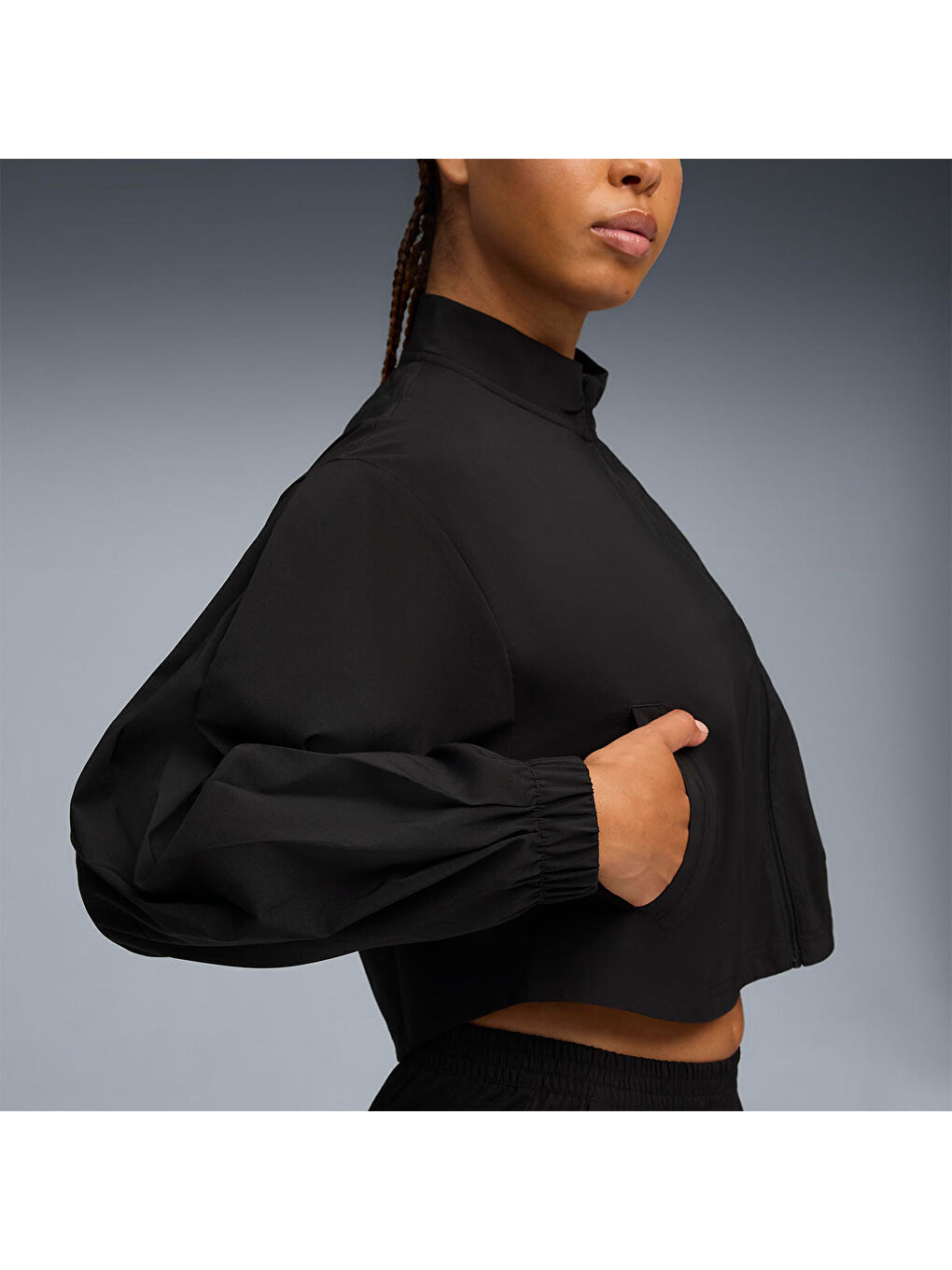 Fashion Kadın Siyah Dik Yaka Ceket-1