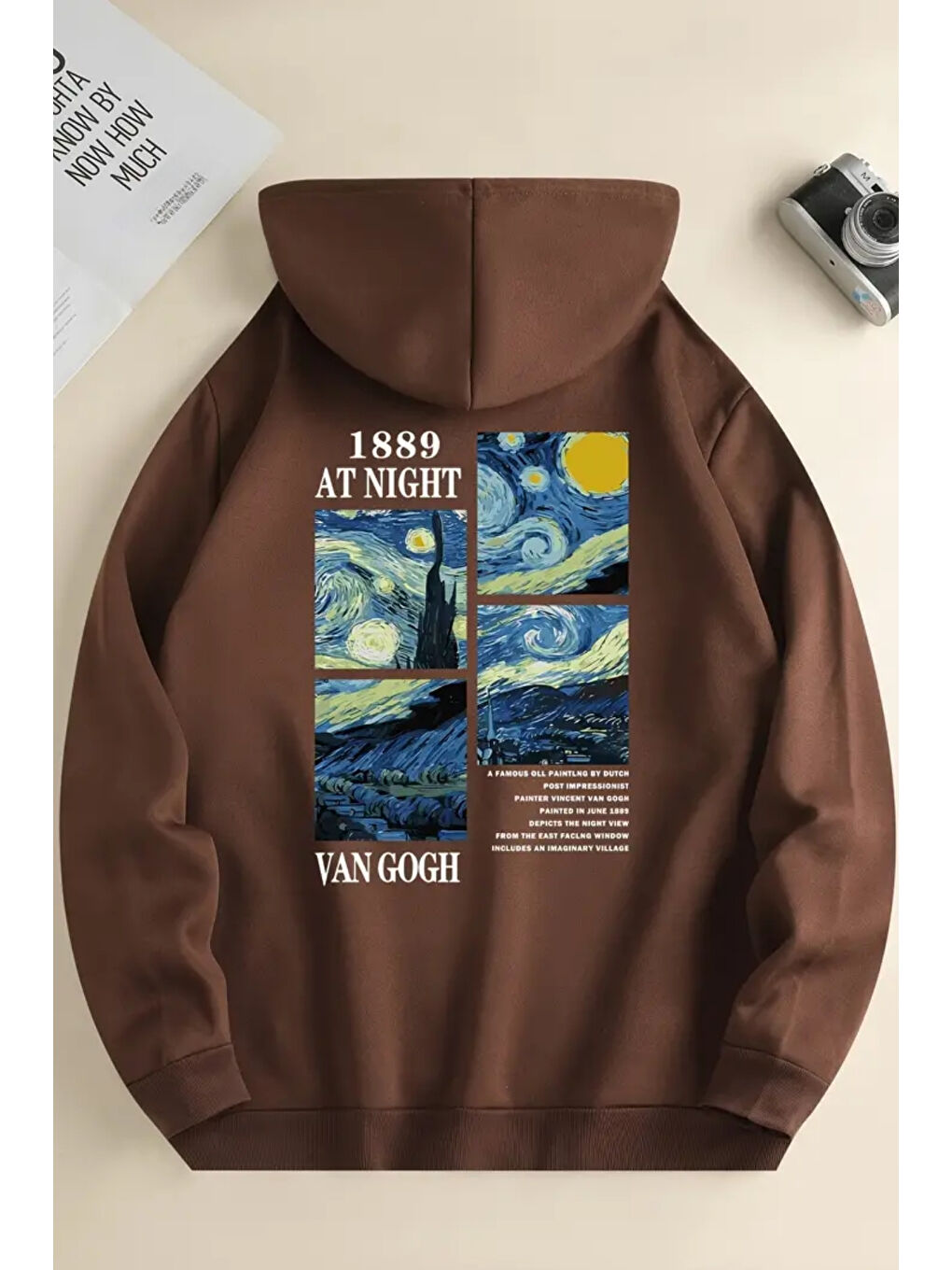 uyguntarz Kahverengi Vangogh Baskılı Oversize Sweatshirt - 1