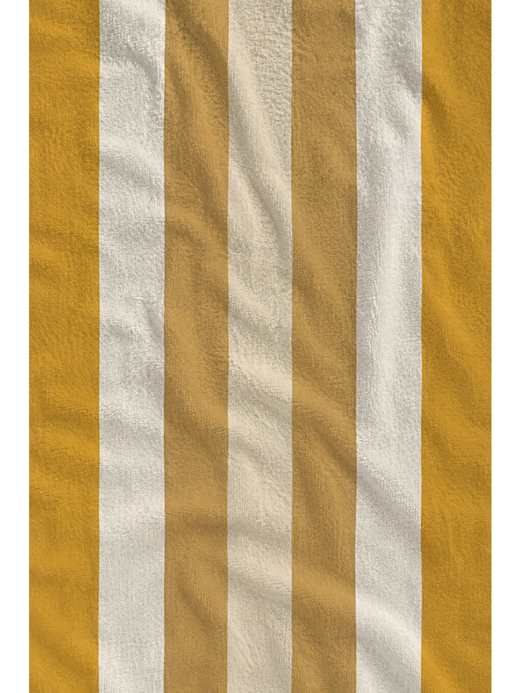 Sarı Retro Hardal Krem Dalgalı Kalın Çizgili Desenli 70x150 Plaj Havlusu - Pamuklu Banyo Havlusu-2