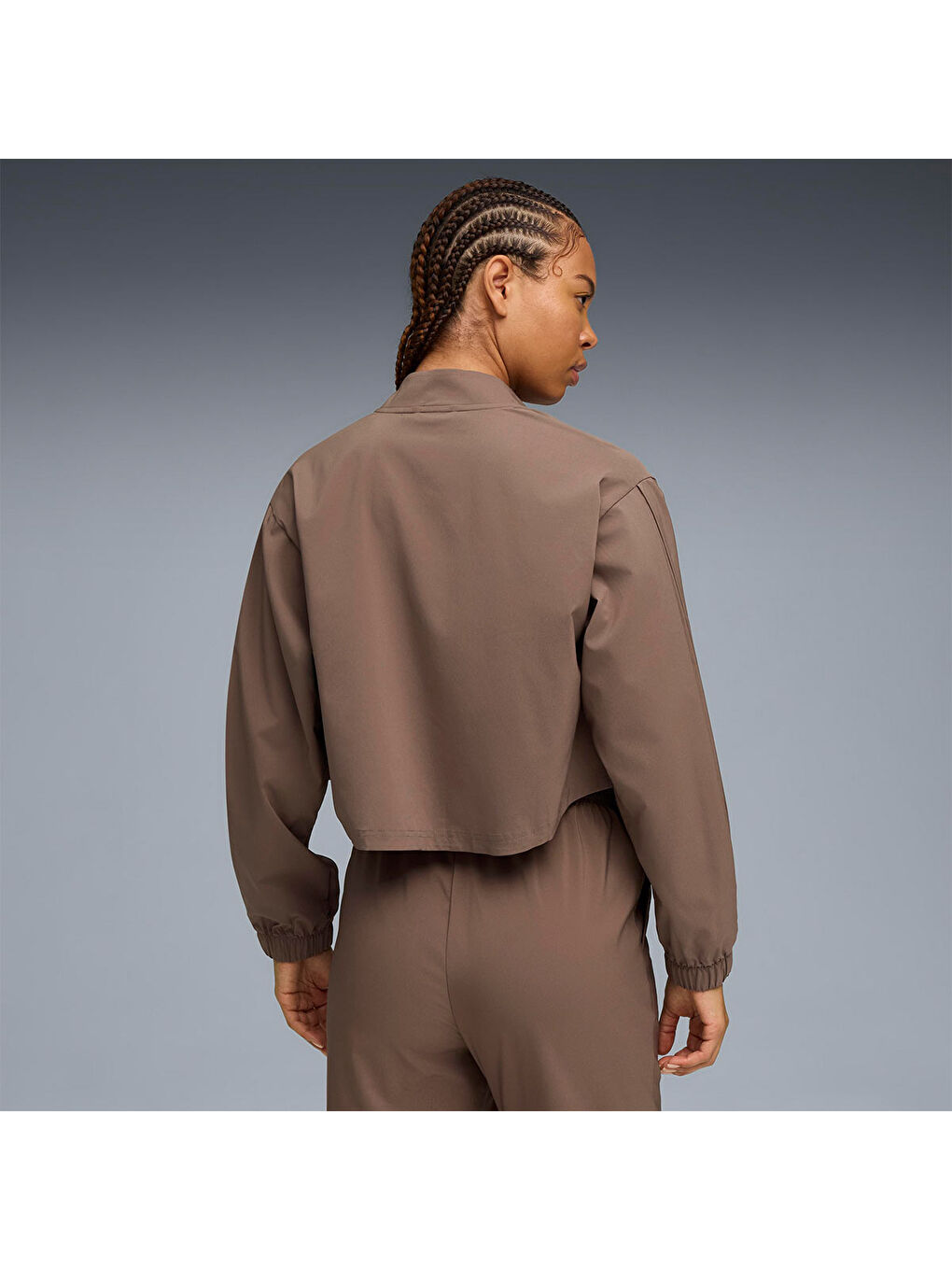 Fashion Kadın Kahverengi Dik Yaka Ceket-1