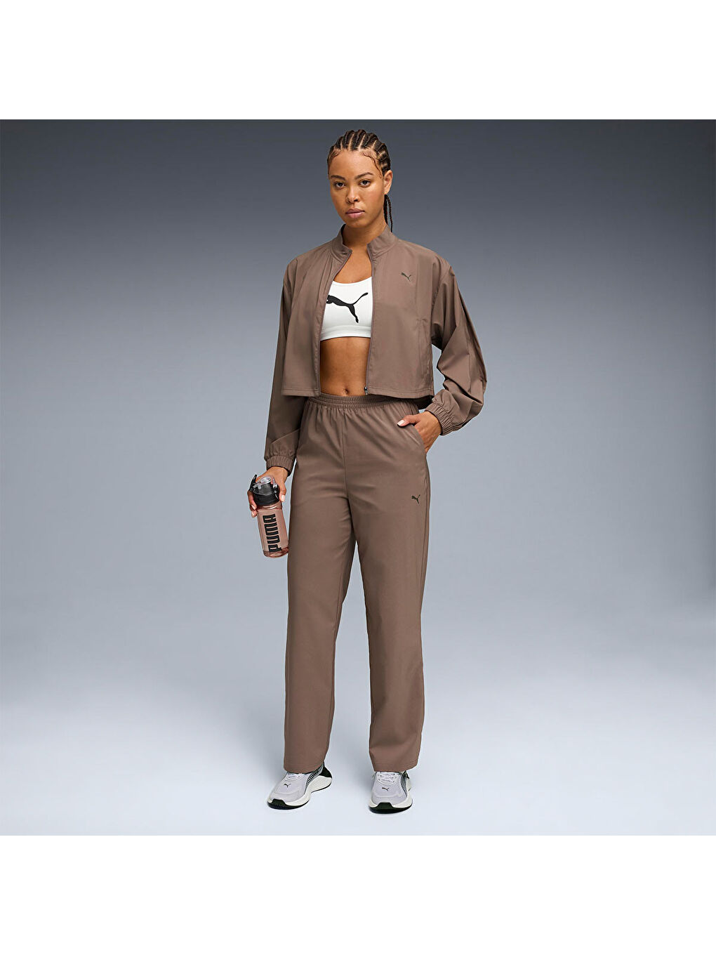 Fashion Kadın Kahverengi Dik Yaka Ceket-2