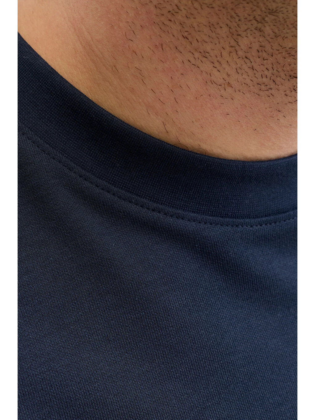 Lacivert Plus Büyük Beden Pamuklu Regular Fit Bisiklet Yaka T Shirt 12297257-4