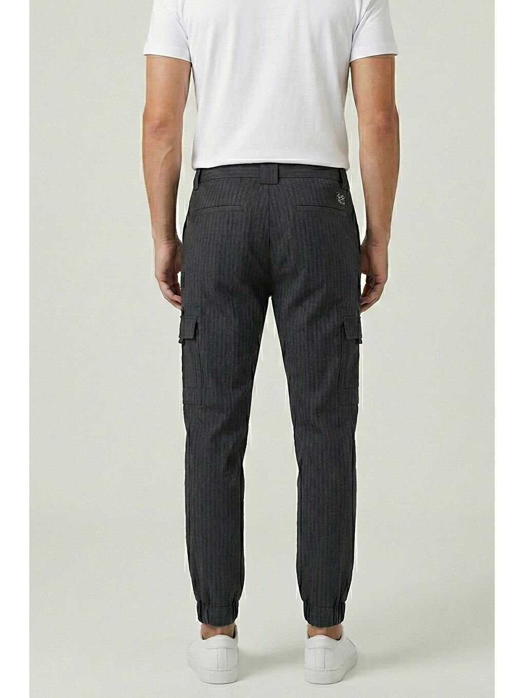 Giotelli Erkek Antrasit Normal Kesim Regular Fit Dokuma Lastikli Paça Kargo Jogger Pantolon-3