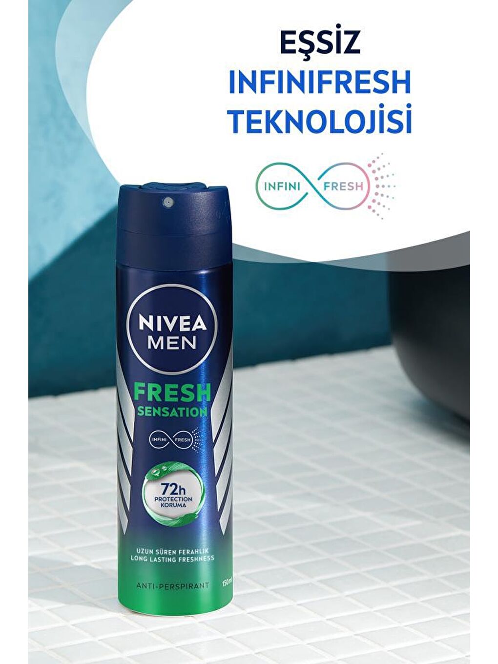 NIVEA Fresh Sensation Kadın Ve Erkek Sprey Deodorant 150 ml, 72 Saat Anti-Perspirant Koruma - 3