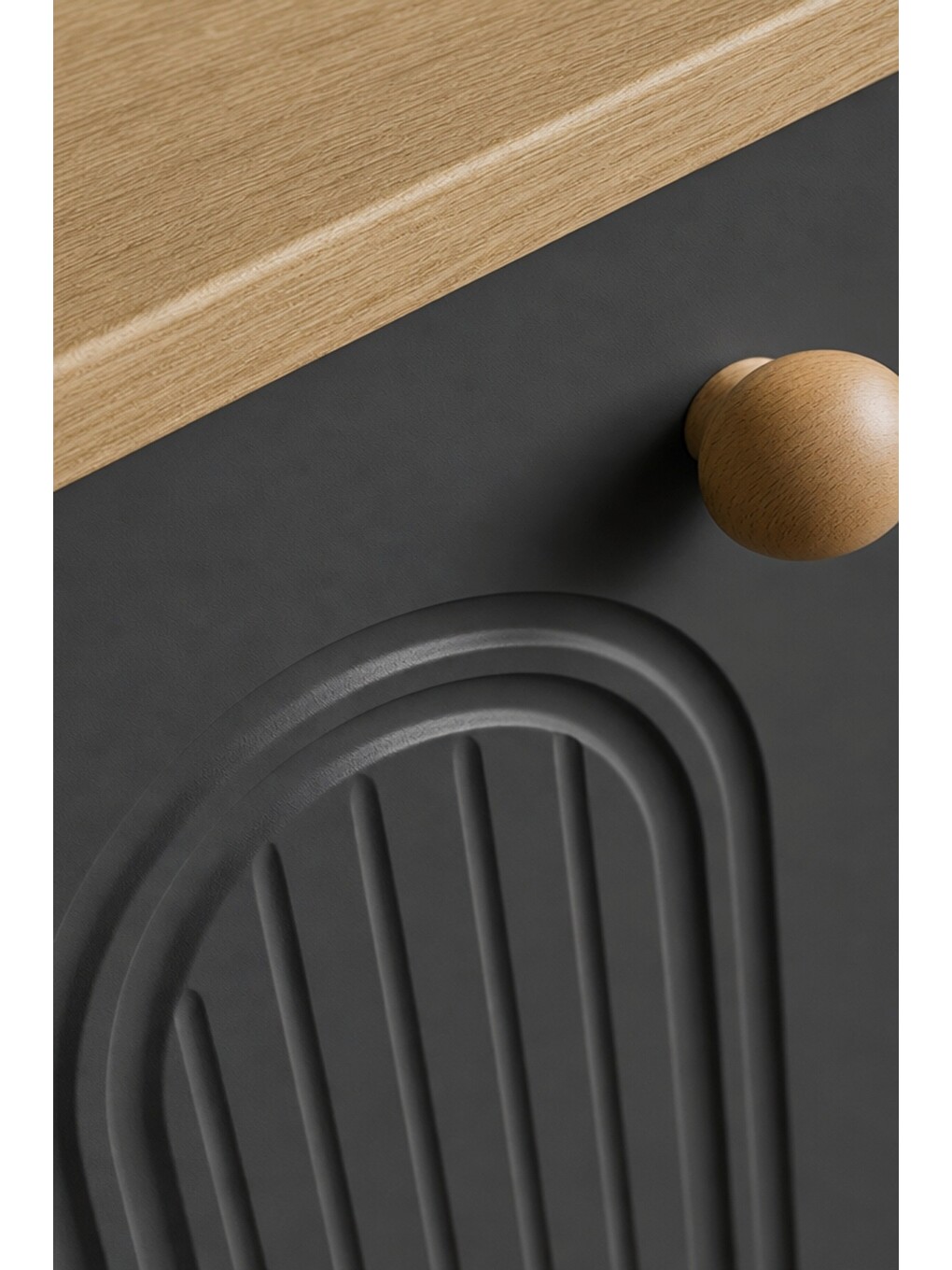 Barista Led Aydınlatmalı Kahve Köşesi Dolabı Retro Büfe 195cm Mdf Antrasit-2