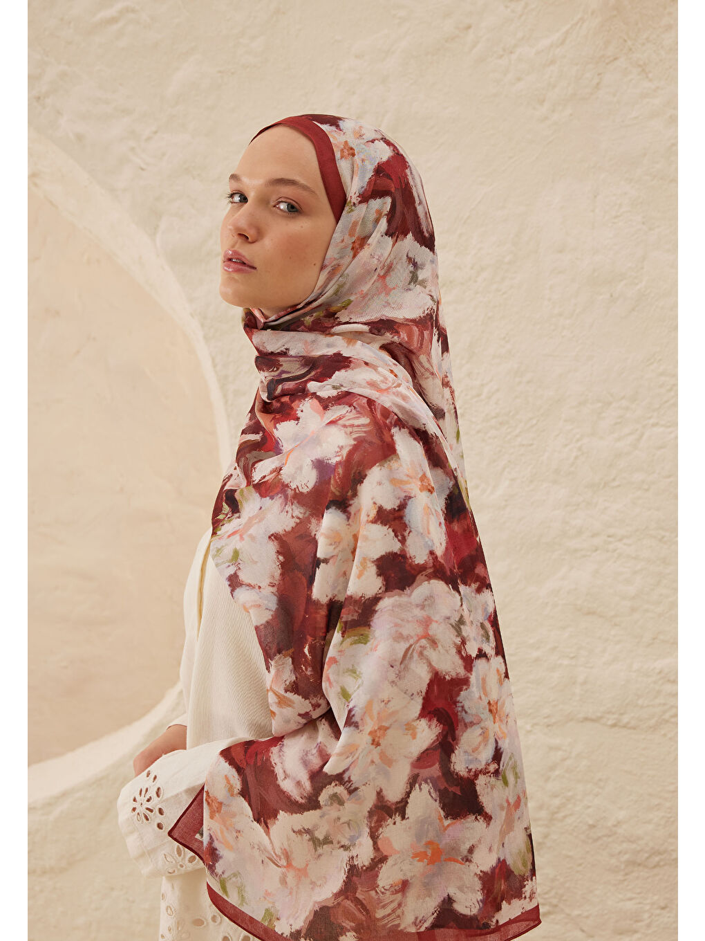 Pembe Dora Desen Rami Şal Gülkurusu-1