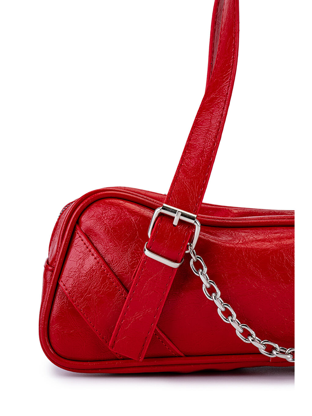 Zincir Detaylı Rugan Suni Deri Kadın Kol Çanta Miranda Kırmızı-1