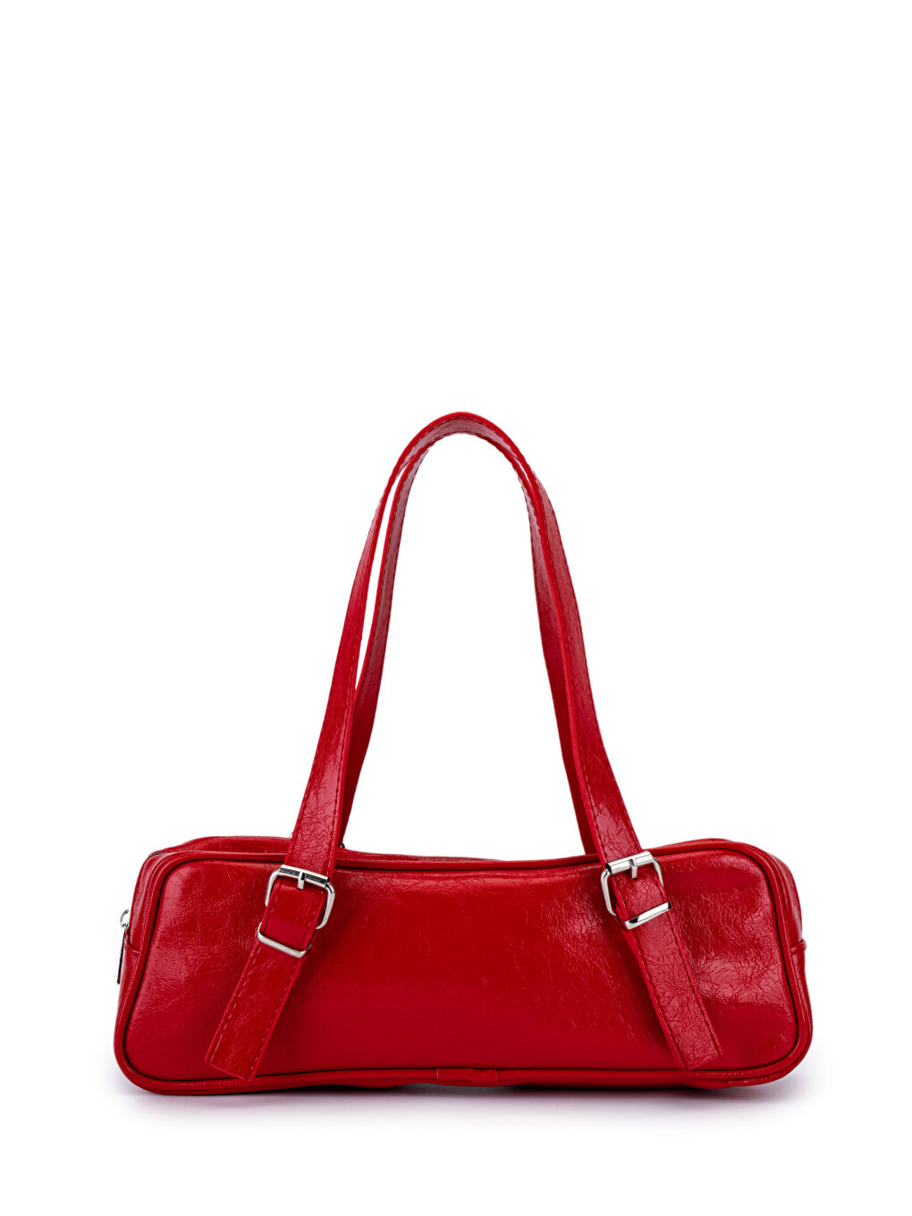 Zincir Detaylı Rugan Suni Deri Kadın Kol Çanta Miranda Kırmızı-3
