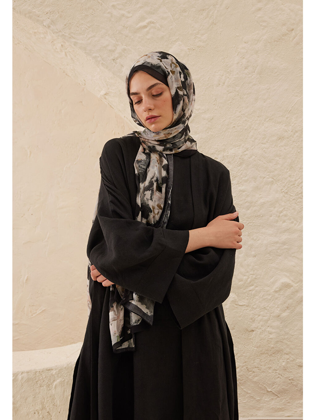 Dora Desen Rami Şal Antrasit-1