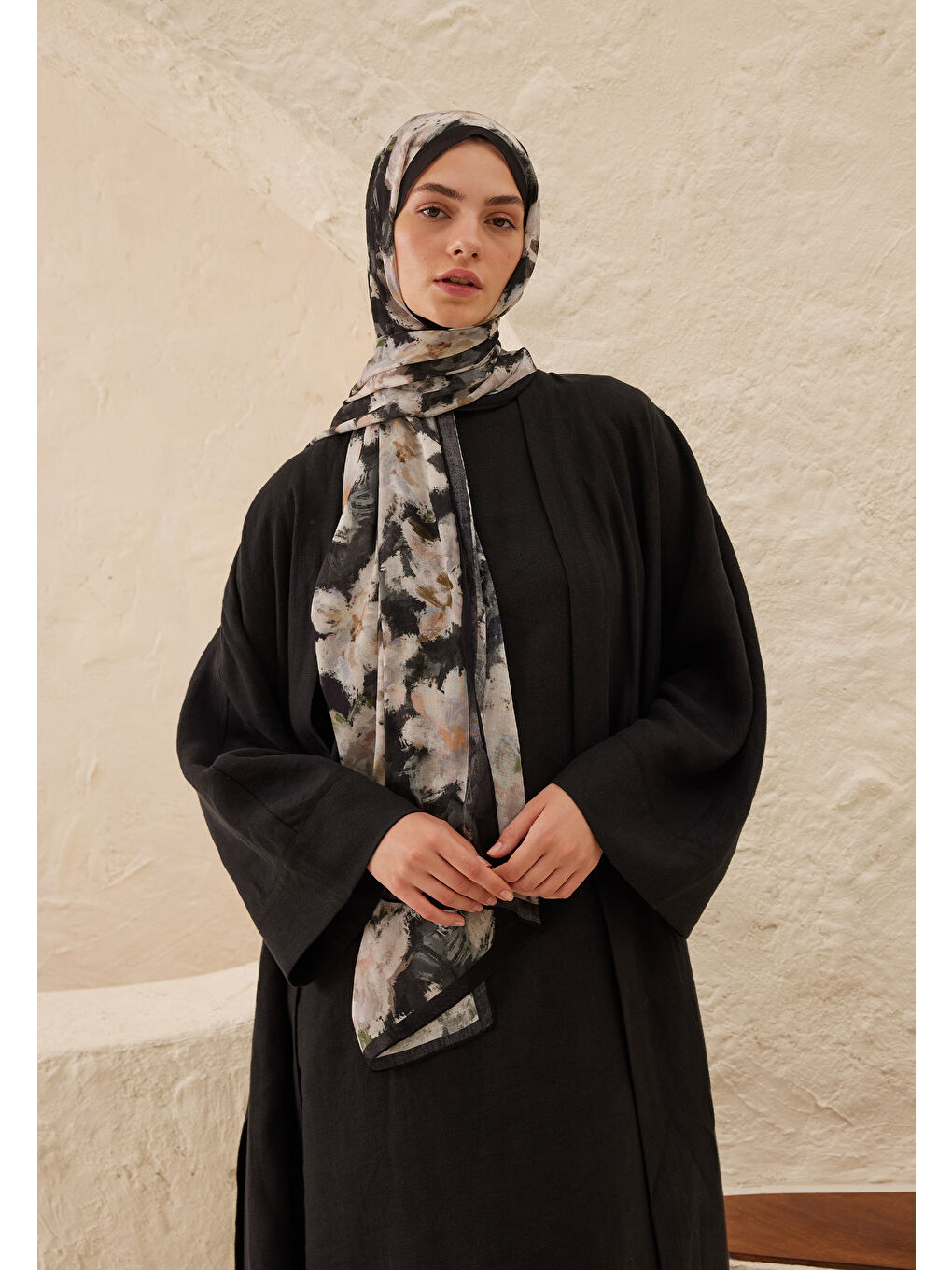 Dora Desen Rami Şal Antrasit-2