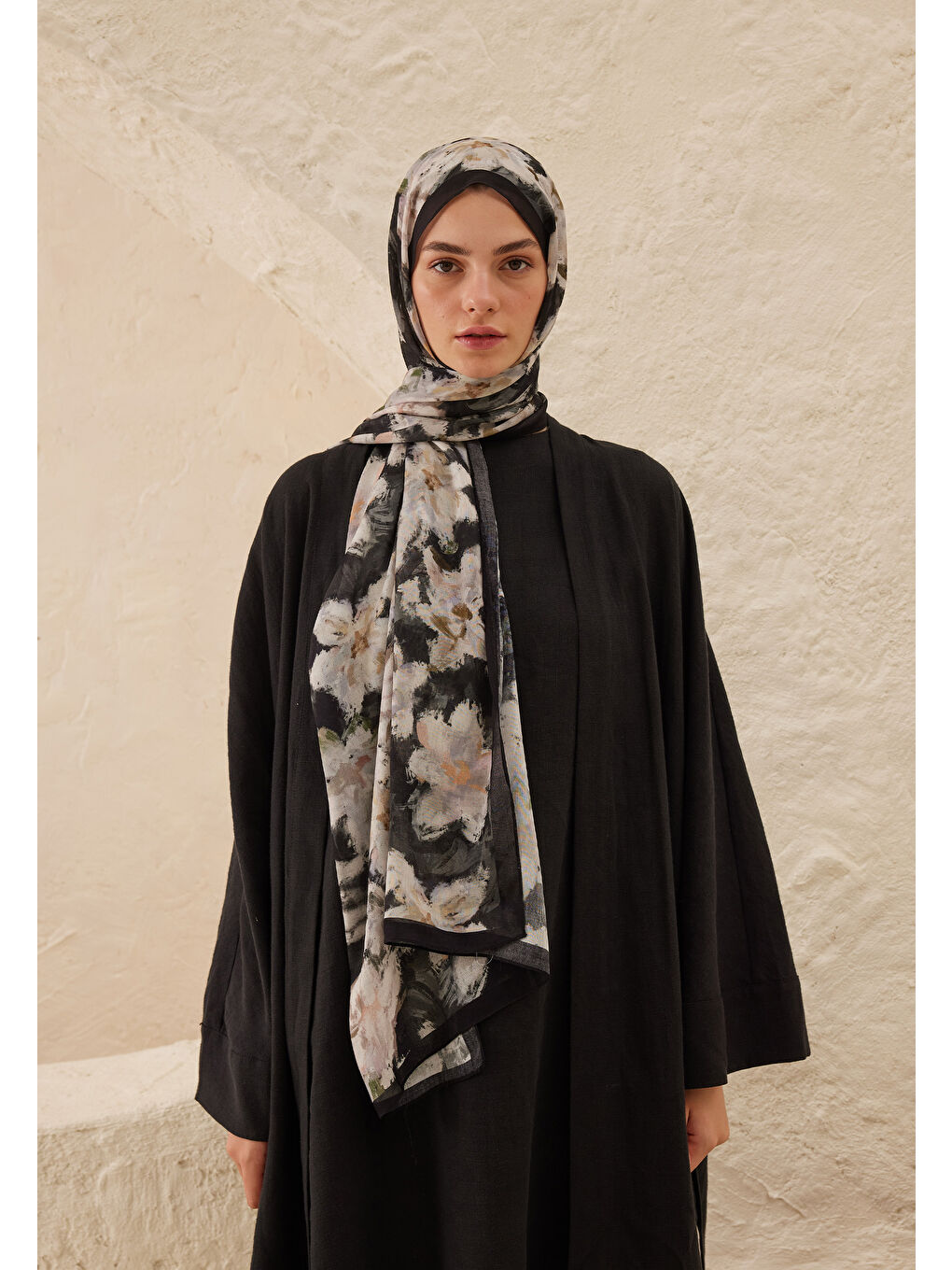 Dora Desen Rami Şal Antrasit-3