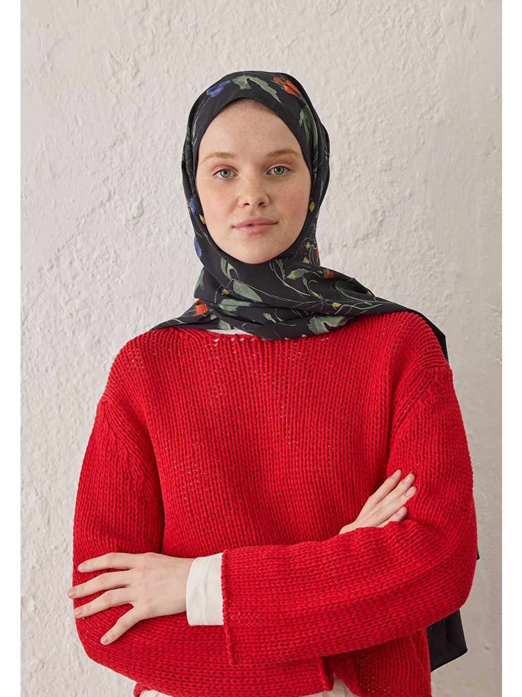 Strawberry Desen Şal Siyah-2