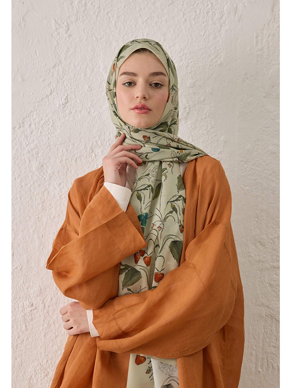 Strawberry Desen Şal Soft Yeşil-2