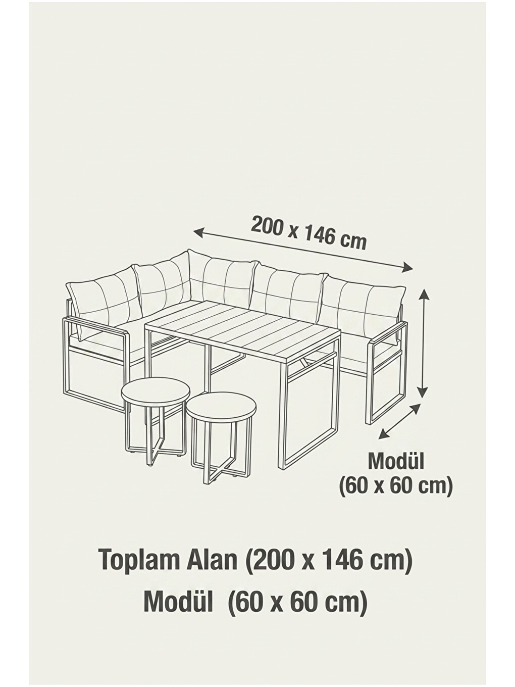 Laguna Köşe Takımı | Masa Ve Puflu Bahçe Balkon Köşe Koltuk, Keten, Kahve Antrasit-1