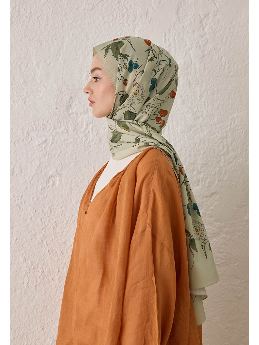 Strawberry Desen Şal Soft Yeşil-3