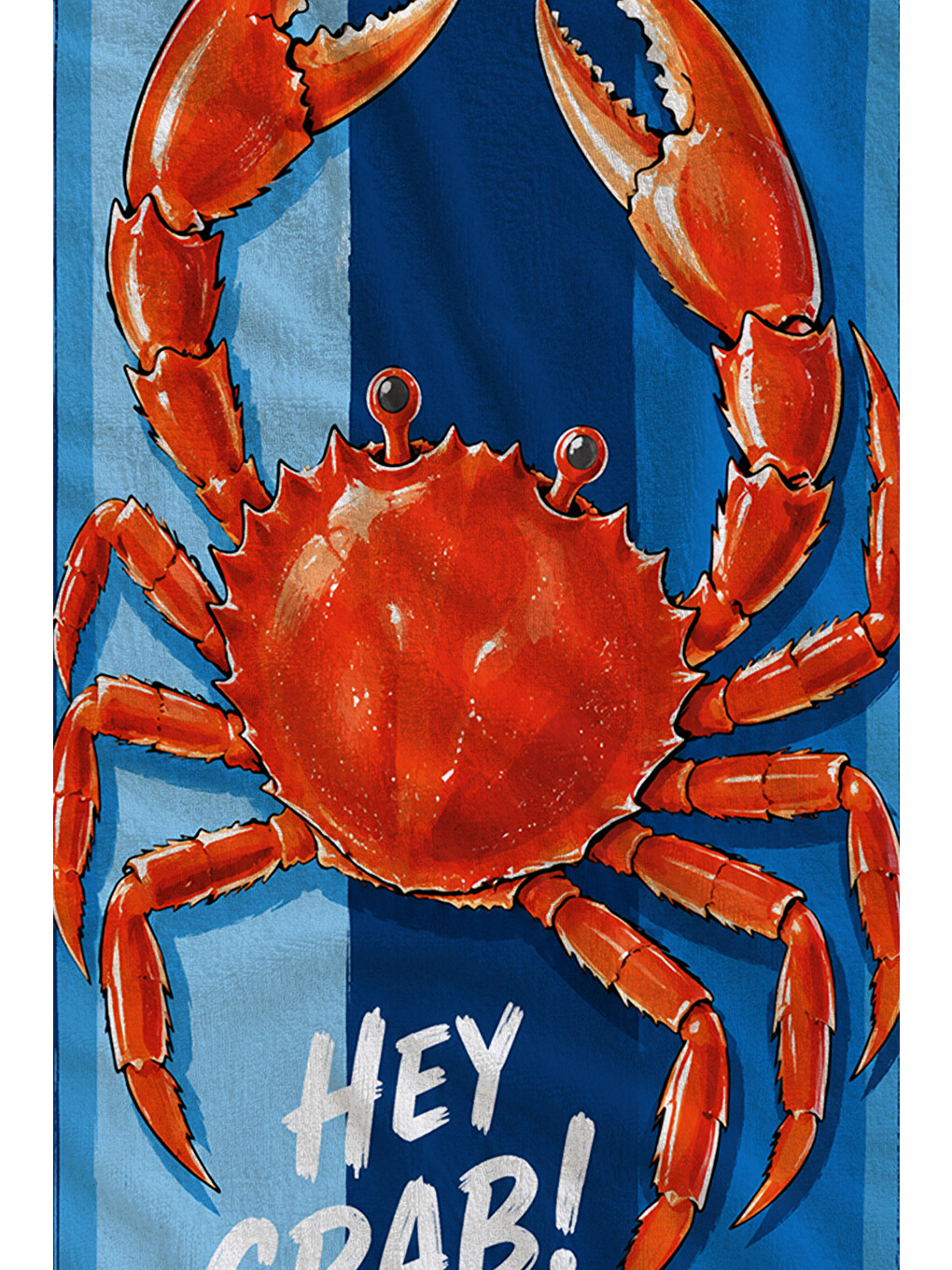 Pop Art Hey Crab Yazılı Kırmızı Yengeç Desenli 70x150 Plaj Havlusu - Pamuklu Banyo Havlusu-2